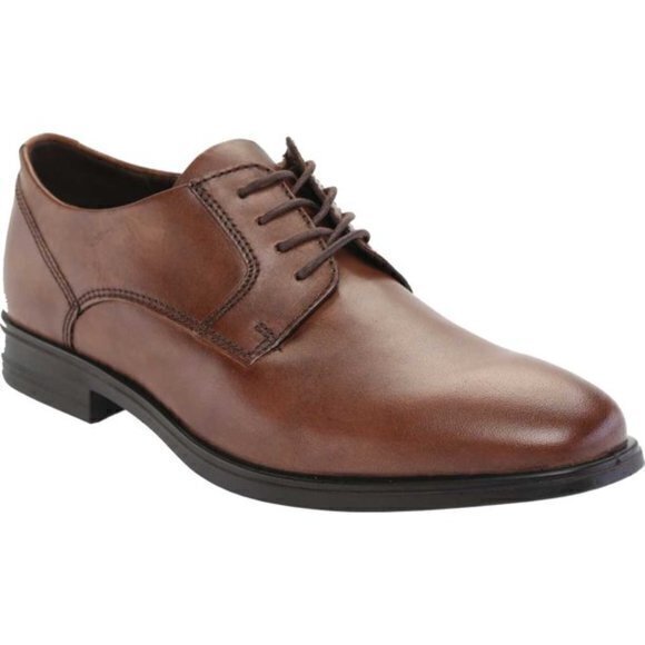 ECCO Queenstown Plain Toe Tie Oxford Amber Full Grain Leather Men's Size 45 11.5 - Picture 1 of 10
